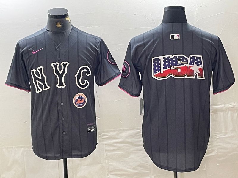 Men New York Mets Blank Black City Edition 2024 Nike MLB Jersey style 3